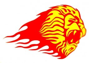 Windowsticker Lion 001 - yellow/red