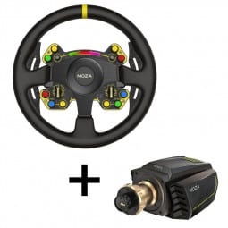 Moza R21 Wheelbase + RS Steering Wheel Round Leather bundle