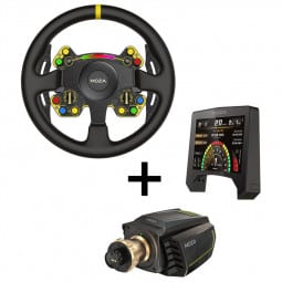 Moza R21 Wheelbase + RS Steering Wheel D-shape Leather + RM Racing Meter
