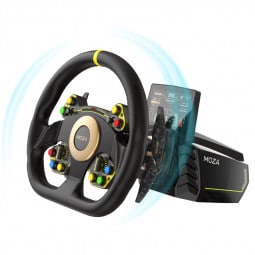 Moza R16 Wheelbase + RS Steering Wheel D-shape Leather + RM Racing Meter