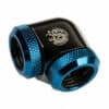 Bitspower Adapter 90 Grad 14mm AD Hardtube auf 14mm AD Hardtube - schwarz glänzend/blau