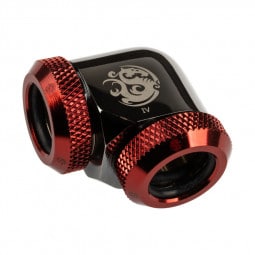 Bitspower Adapter 90 Grad 12mm AD Hardtube auf 12mm AD Hardtube - schwarz glänzend/rot