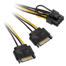 Akasa 2x 15-Pin-SATA auf 1x 6+2-Pin-PCIe Adapter