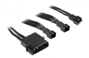 BitFenix Molex zu 3x 3-Pin Adapter 20cm - sleeved schwarz/schwarz