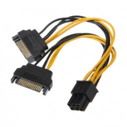 Akasa 2x 15-Pin-SATA auf 1x 6-Pin-PCIe Adapter