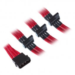 SilverStone 4-Pol-Molex auf 4x SATA Verlängerung - 300mm rot