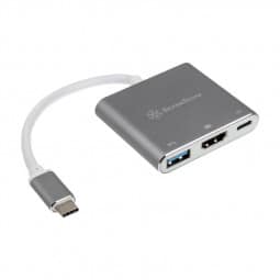 SilverStone SST-EP08C - USB 3.1 Typ-C Adapter auf HDMI/USB Type C/USB Type A - silber