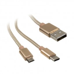 Akasa 2 in 1 USB 2.0 Kabel Typ A zu Micro-B und Typ C - 1m
